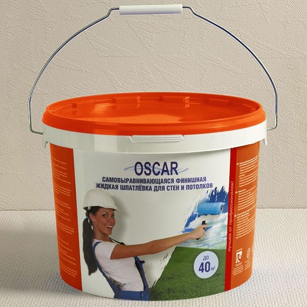 Самовыравнивающаяся жидкая финишная шпатлёвка Oscar ведро 14 кг