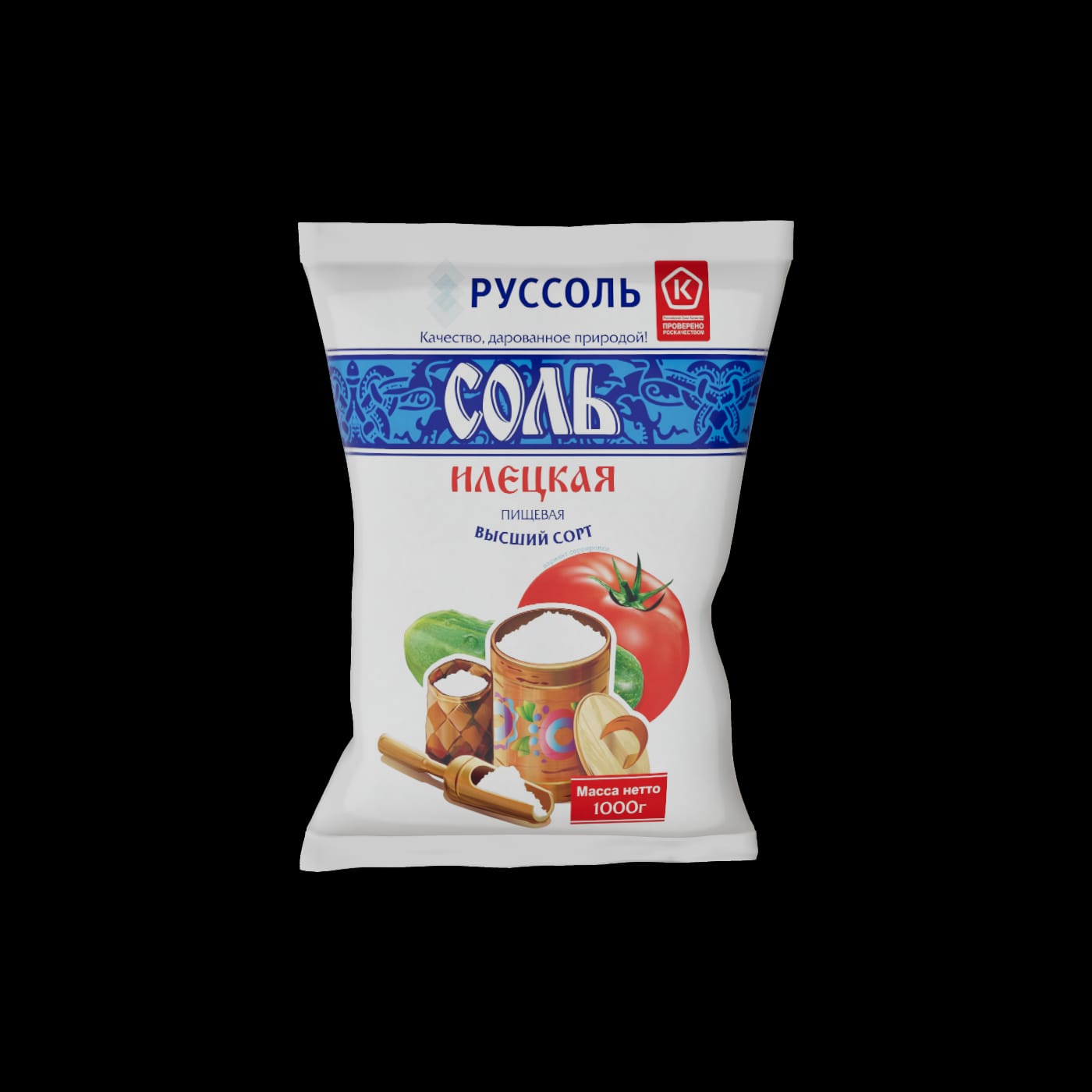 Соль поваренная пищевая  молотая «Илецкая» ВЫСШЕГО СОРТА Помол №1,  Фасованная в п/э пакет по 1 кг,