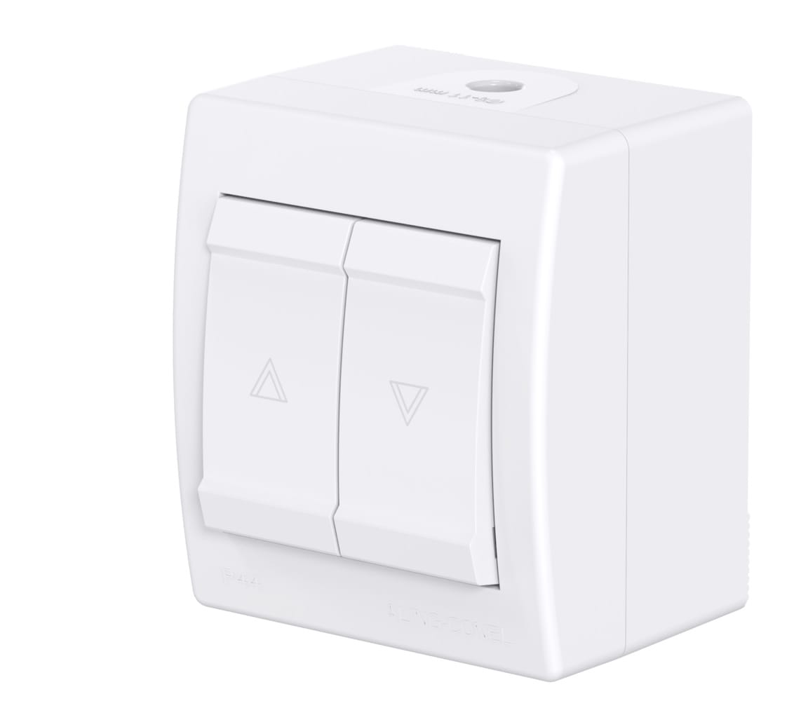 Выключатель двухклавишный CADUCEUS ALING POWER для открытой проводки, для жалюзи, 16А, 250В~