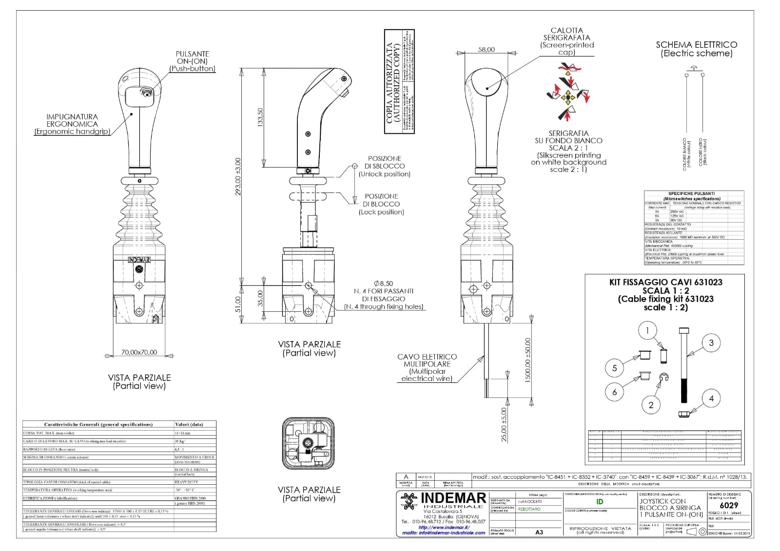 Джойстики управления тросовые INDEMAR (Италия) для спецтехники — фото 33