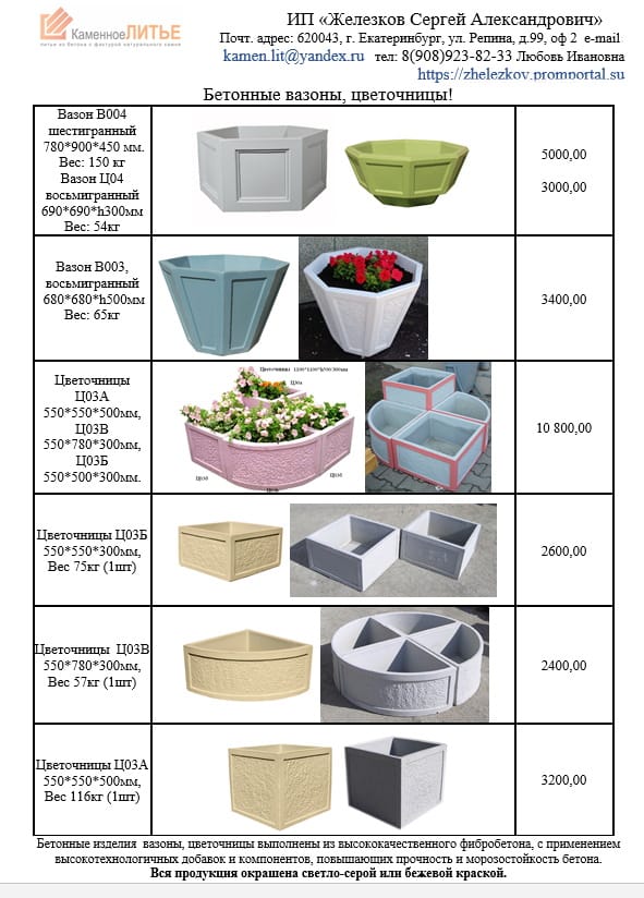 Бетонные вазоны Ц03В.    Вазон уличный.    Цветочницы бетонные. — фото 3