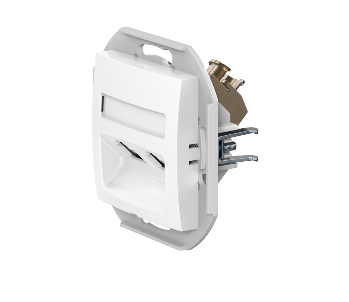 Розетка скрытой установки CADUCEUS ALING PRESTIGE двойная компьютерная с модулями Keystone RJ45 8P8C, cat.6, FTP, механизм