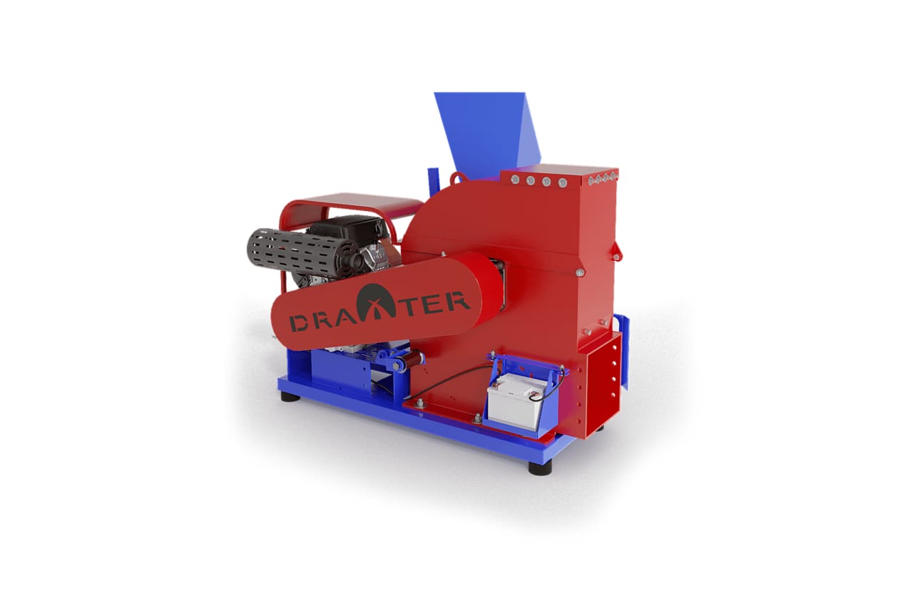 Промышленный щепорез DraXter Щ-650Б (бензин; 37 л.с.-ЭС; сито 18 мм.; раструб 400х400; Виброопоры) — фото 2