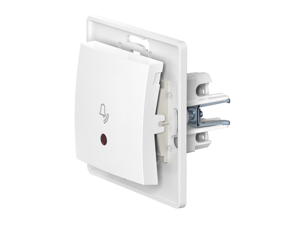 Выключатель скрытой установки CADUCEUS ALING PRESTIGE кнопочный, звонок, с индикацией, 10А, 250В~, механизм