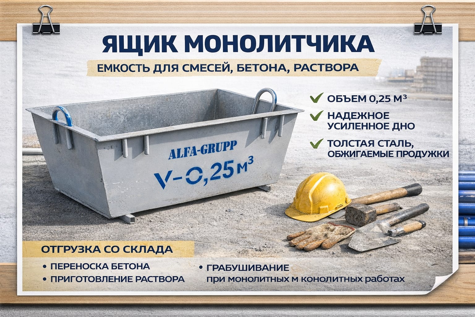 Строительная Бадья под раствор бетона — фото 5