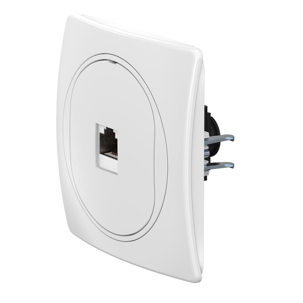 Розетка скрытой установки компьютерная CADUCEUS ALING EON с модулем Keystone RJ45 8P8C, cat.6A, FTP