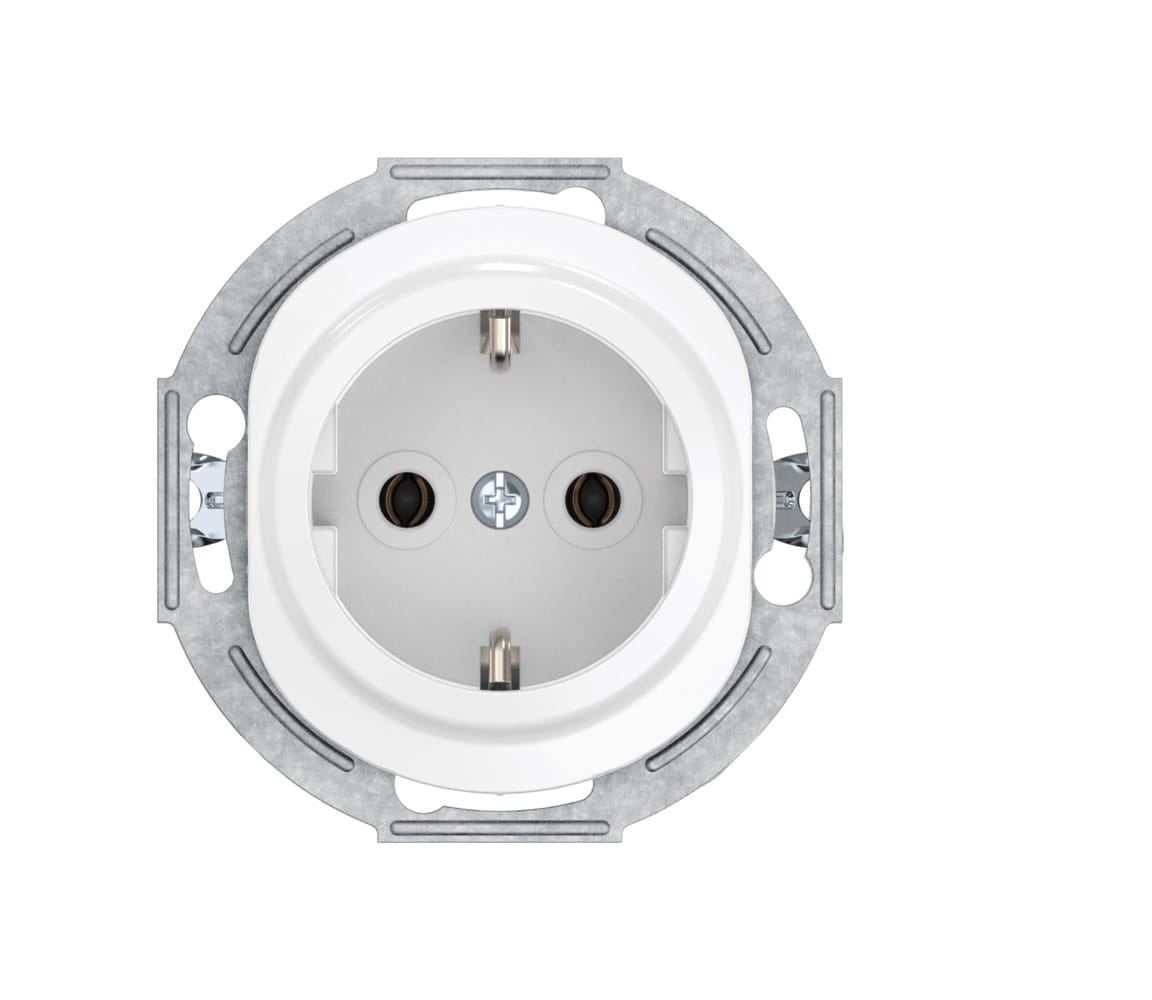 Механизм розетки скрытой установки CADUCEUS ALING EON с заземлением, без шторок, с керамическим основанием, 16А, 250В~
