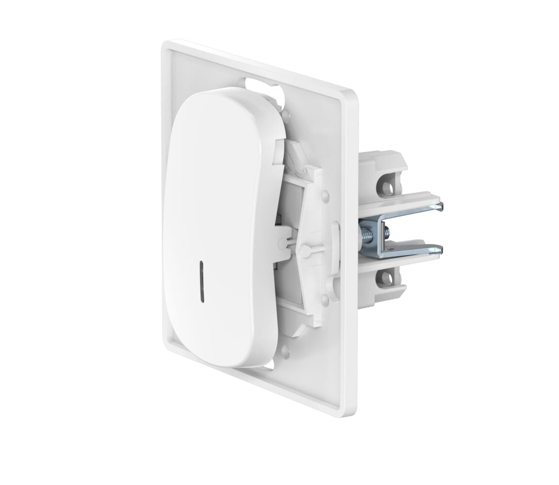 Выключатель CADUCEUS ALING EON скрытой установки, одноклавишный, с узкой клавишей, перекрёстный, с индикацией, 10АХ, 250В~, механизм