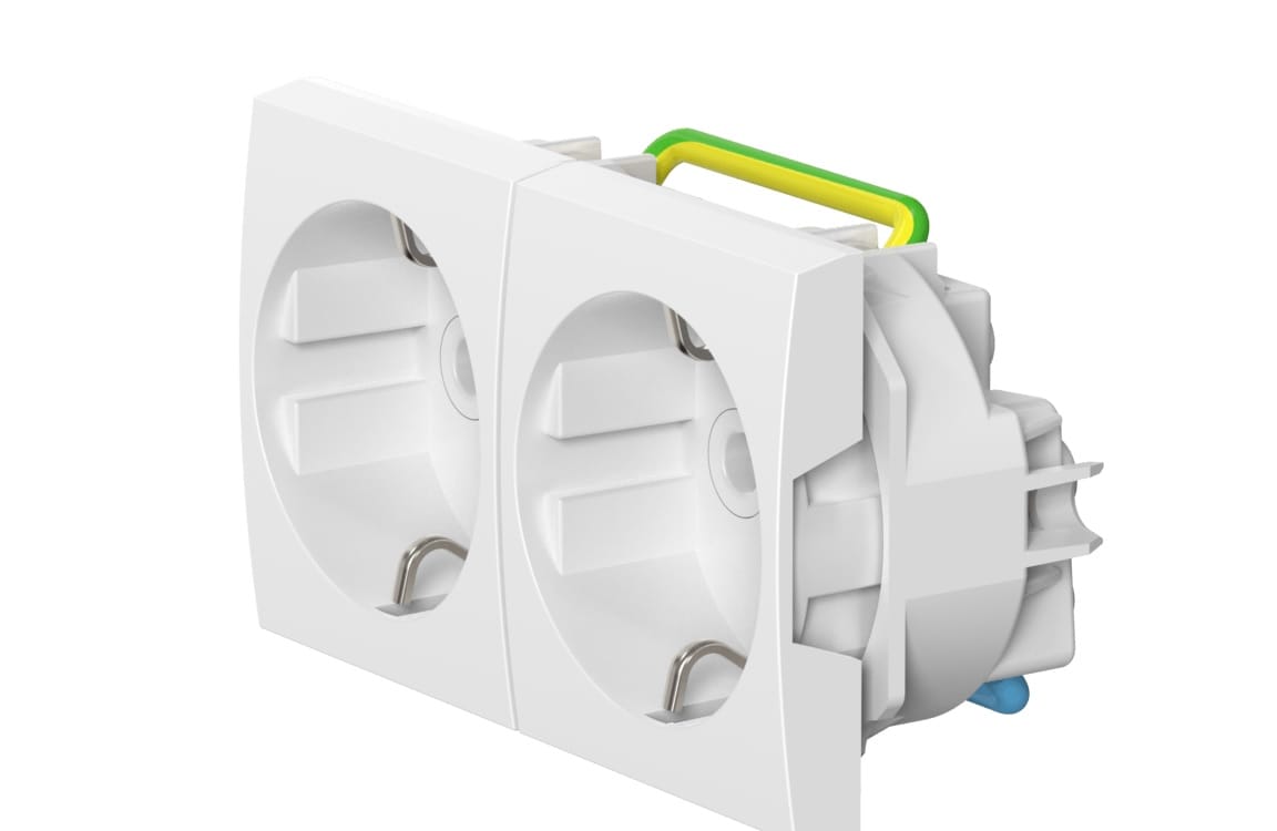 Розетка CADUCEUS ALING MODE электрическая, двухместная, модульная, для скрытой проводки, механизм, 16А, 250 В~