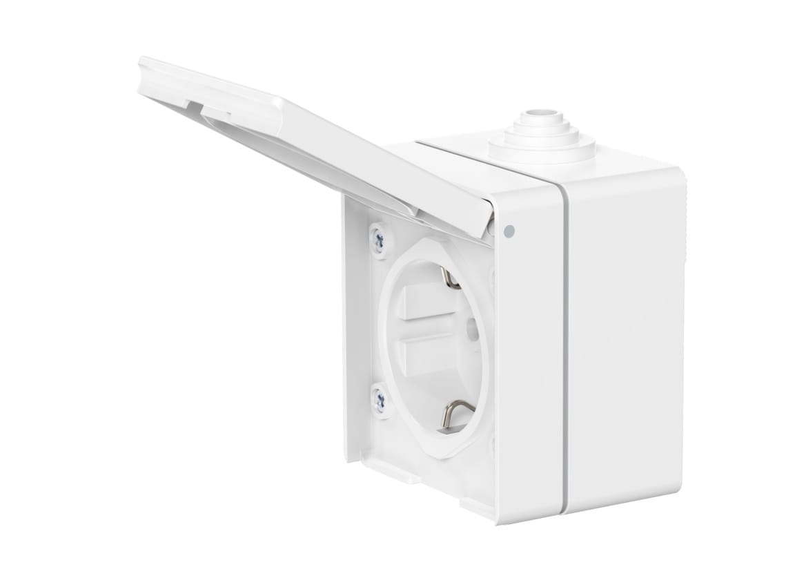 Розетка электрическая CADUCEUS ALING OG для открытой проводки, без шторок, с крышкой, 16А, 250В~