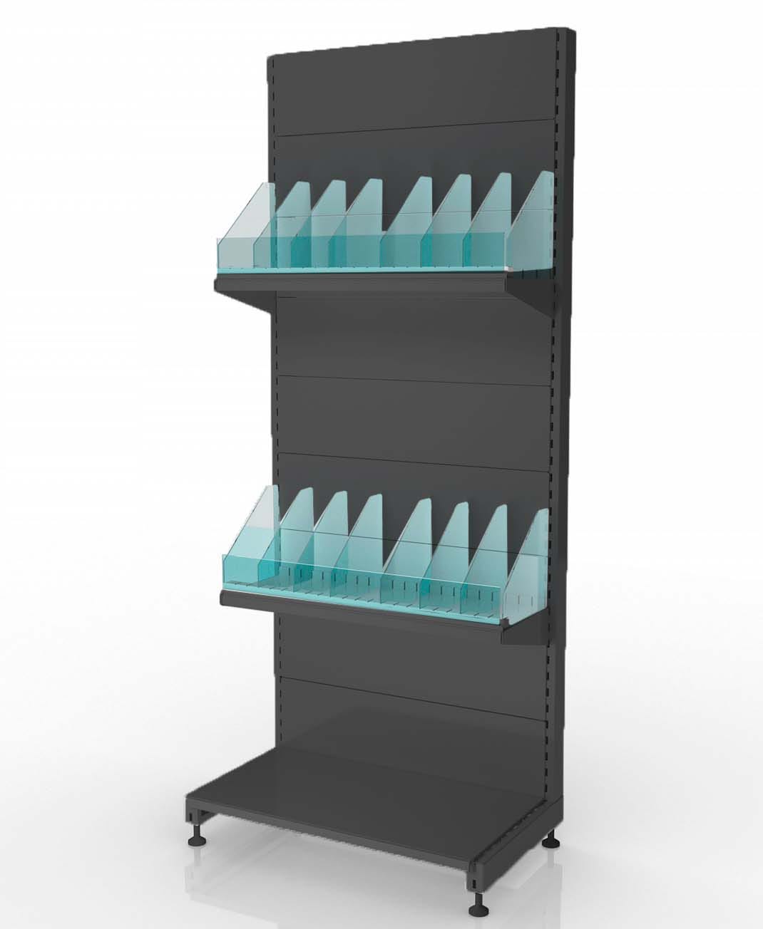 Торговые металлические стеллажи в сером цвете ГРАФИТ — фото 9