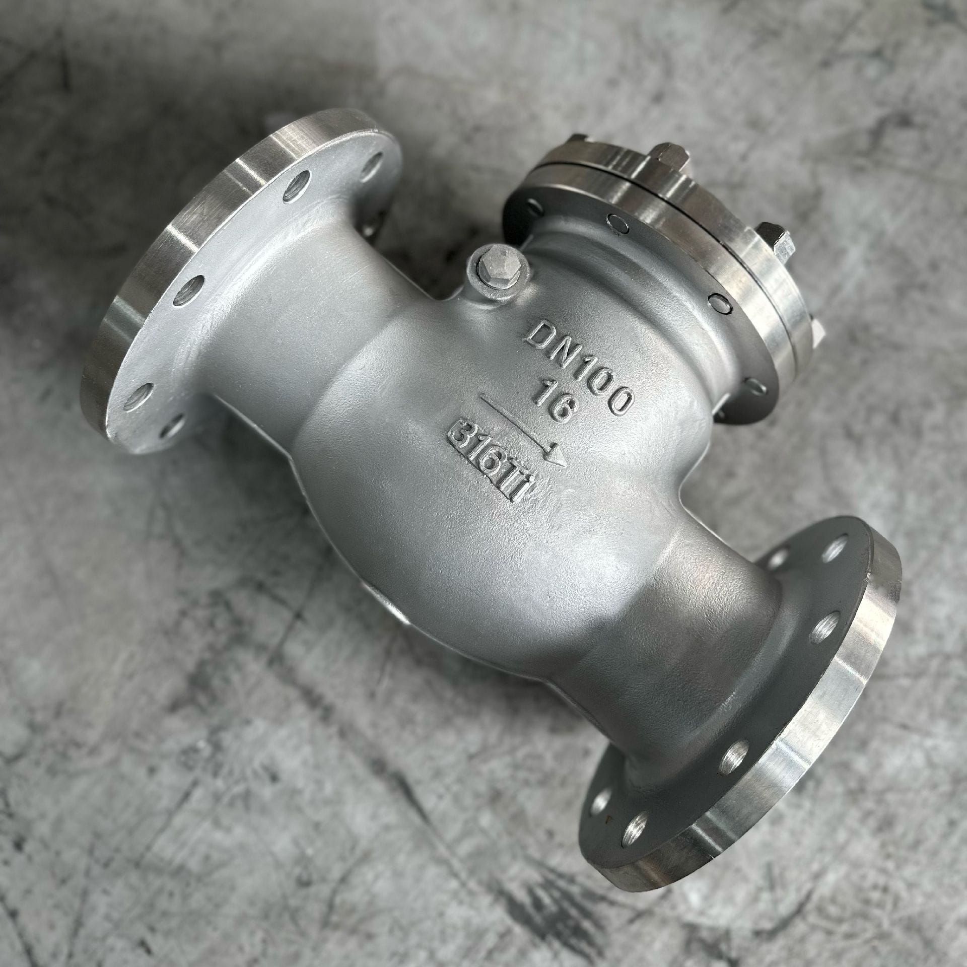 Клапан обратный поворотный фланцевый нержавеющий 316Ti Ру16 Ду100(Китай) — фото 2