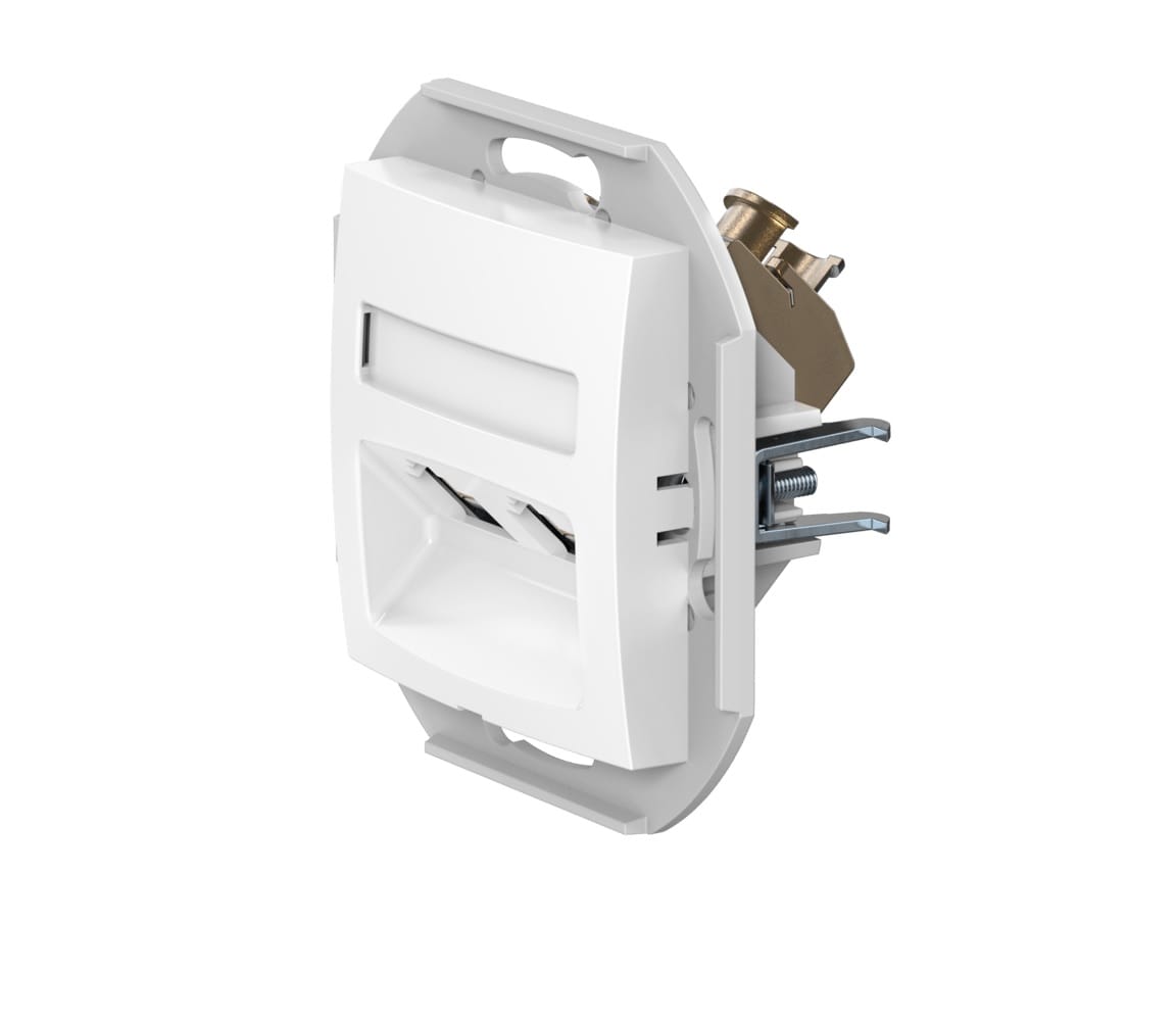 Розетка скрытой установки CADUCEUS ALING PRESTIGE двойная, компьютерная с модулями Keystone RJ45 8P8C, cat.5e, FTP, механизм