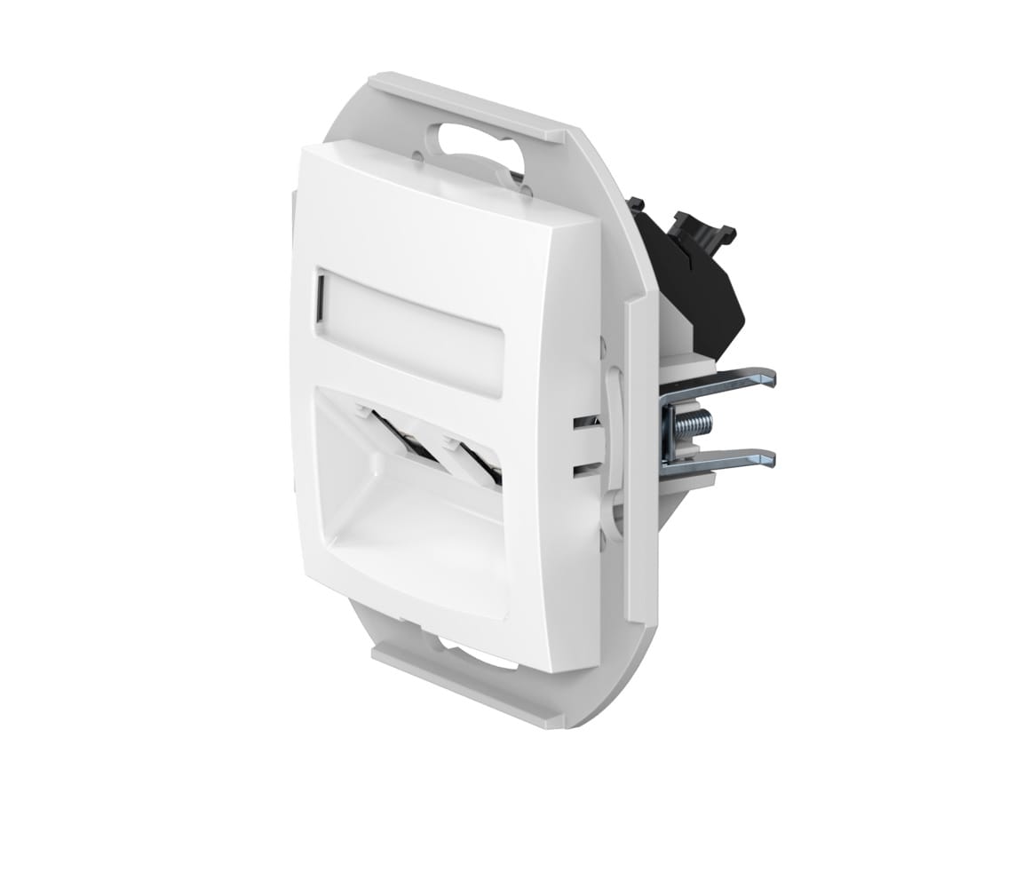 Розетка скрытой установки CADUCEUS ALING PRESTIGE двойная компьютерная с модулями Keystone RJ45 8P8C, cat.6, UTP, механизм