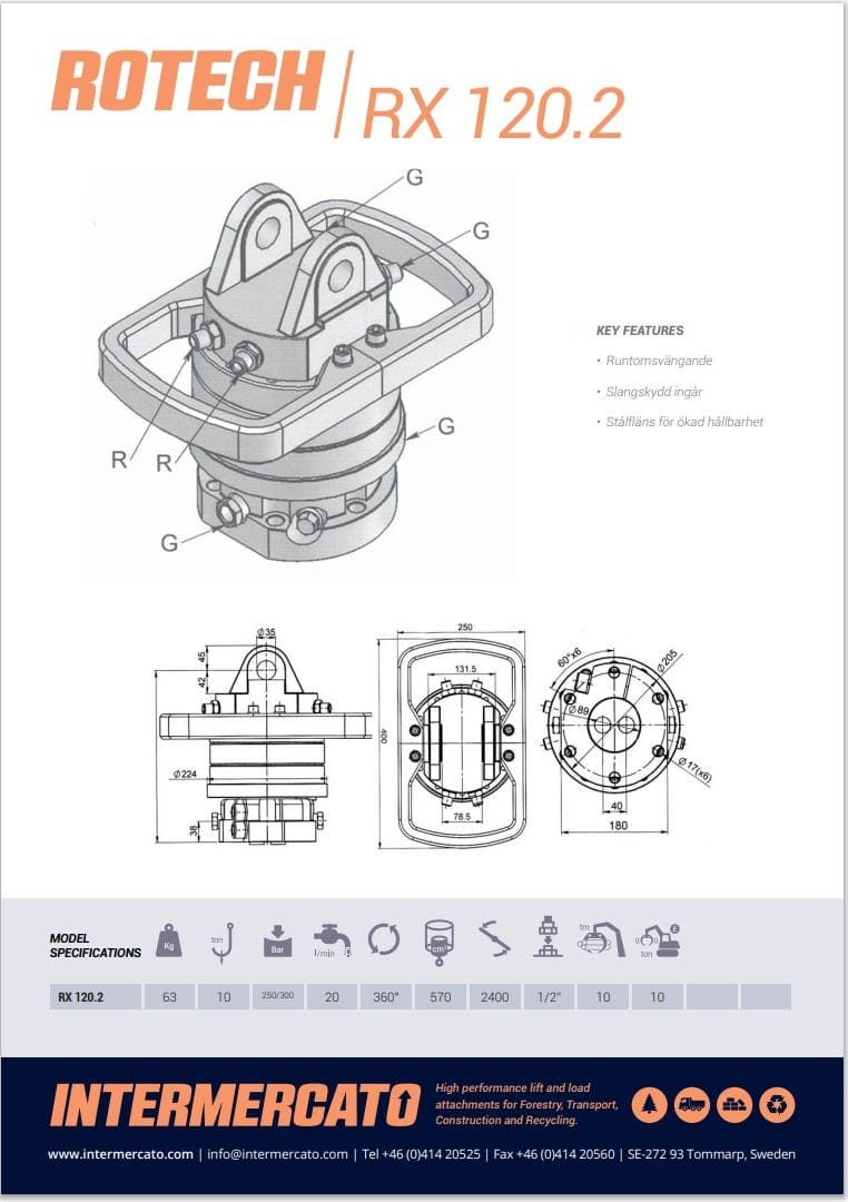 Гидравлический ротатор INTERMERCATO AB Type RX120.2