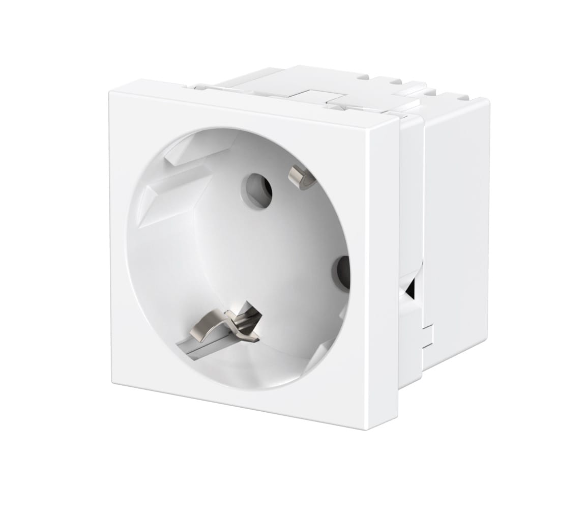 Розетка встраиваемая CADUCEUS ALING HIDE, с заземлением, без шторок, 16А, 250В~, с расположением разъёма 45°