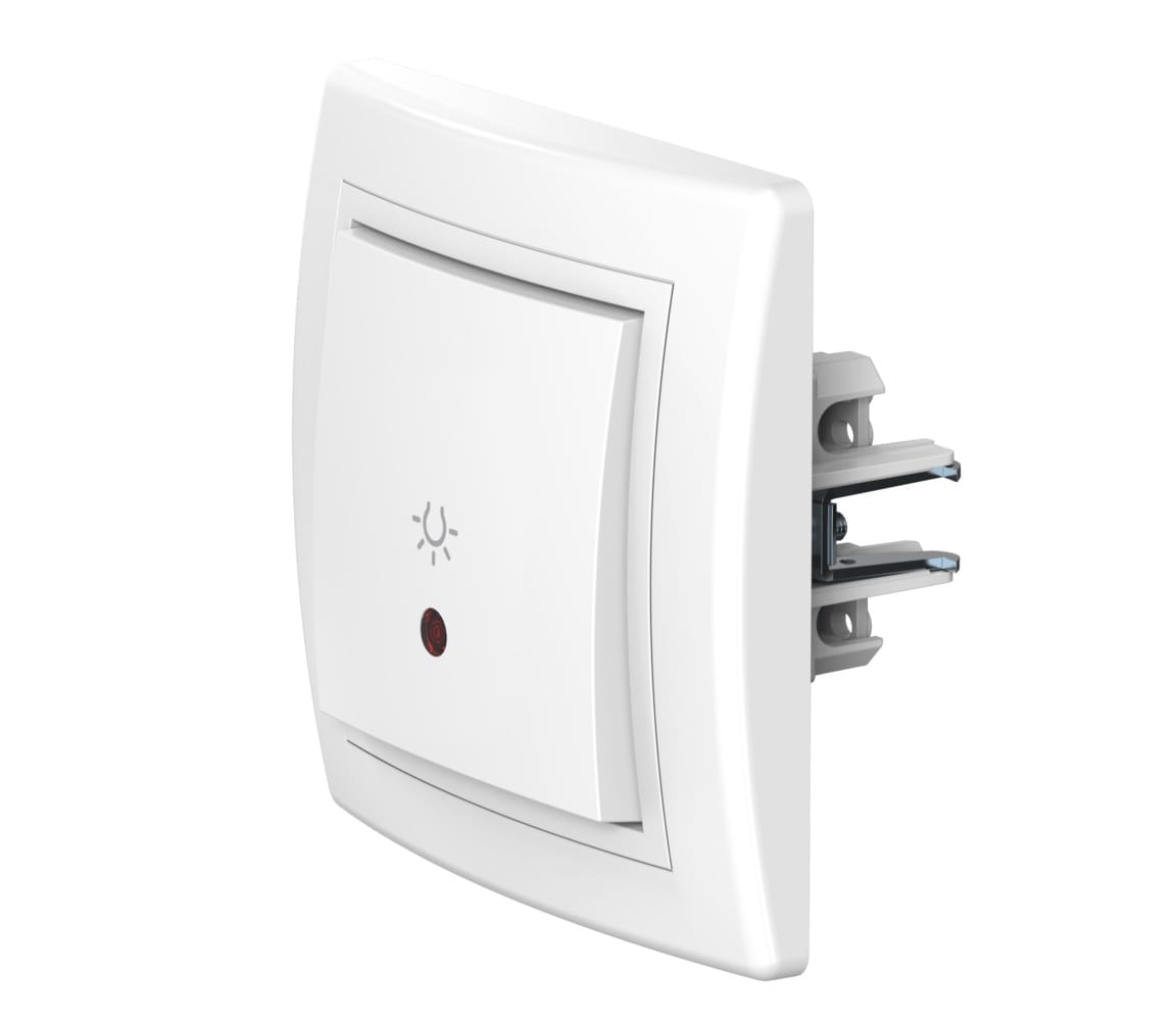 Выключатель скрытой установки CADUCEUS ALING PRESTIGE кнопочный, с символом "Свет", с индикацией, 10АХ, 250В~