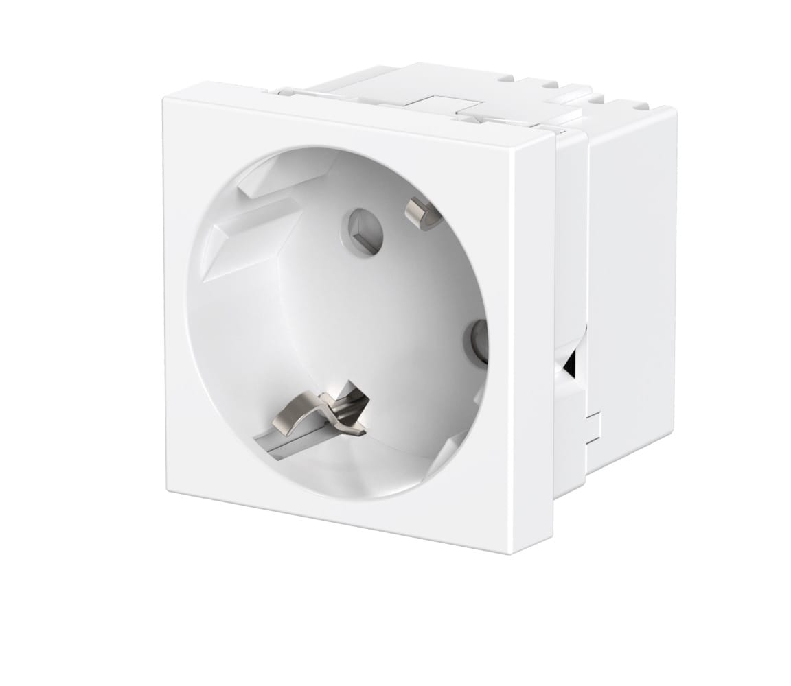 Розетка CADUCEUS ALING HIDE, встраиваемая, с заземлением, со шторками, 16А, 250В~, с расположением разъёма 45°