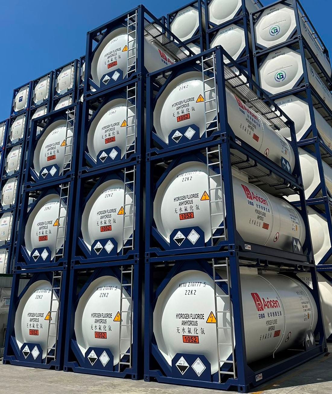 Танк-контейнер объём 21м3 тип Т19, для перевозки водорода фтористого безводного