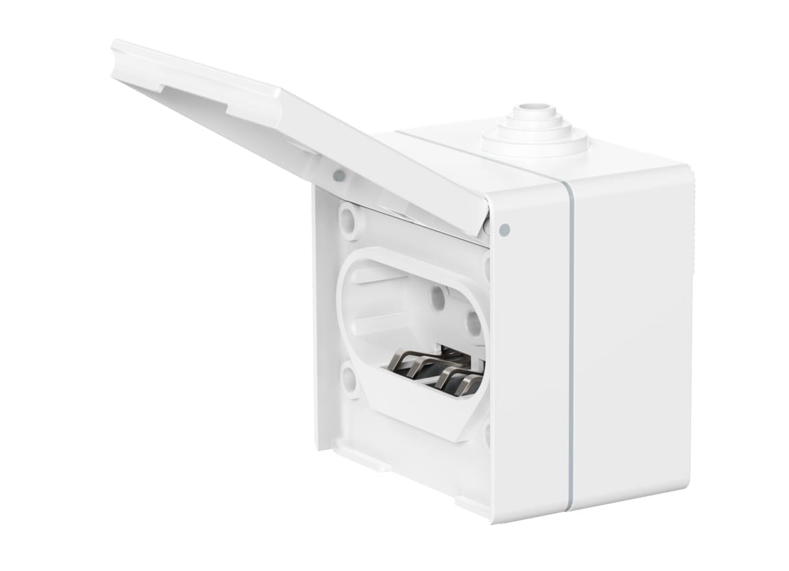 Розетка электрическая CADUCEUS ALING OG для открытой проводки, без шторок, с крышкой, 16А, 440В~
