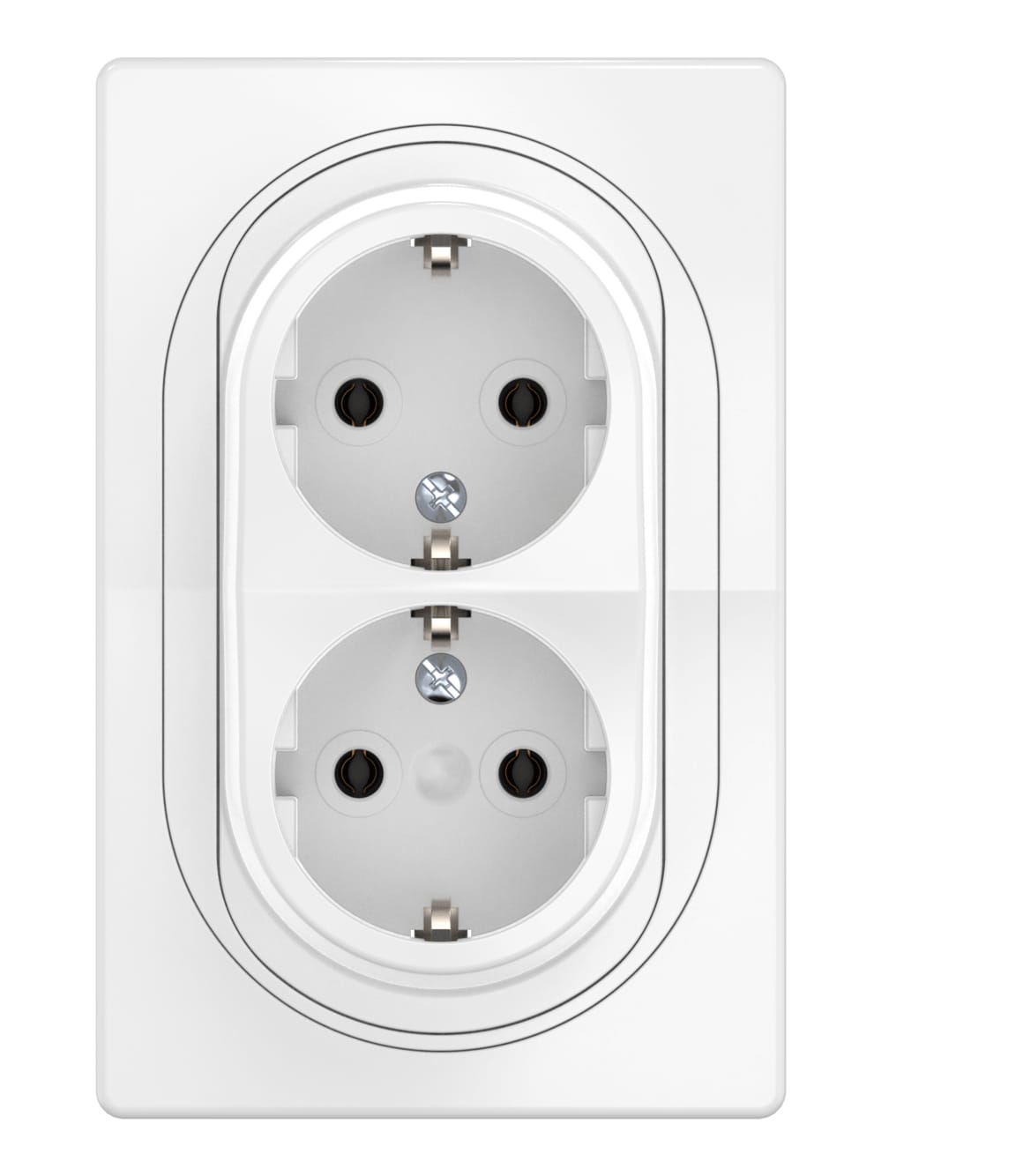 Розетка скрытой установки двойная CADUCEUS ALING EON с заземлением, без шторок, с пластиковым основанием, 16А, 250В~